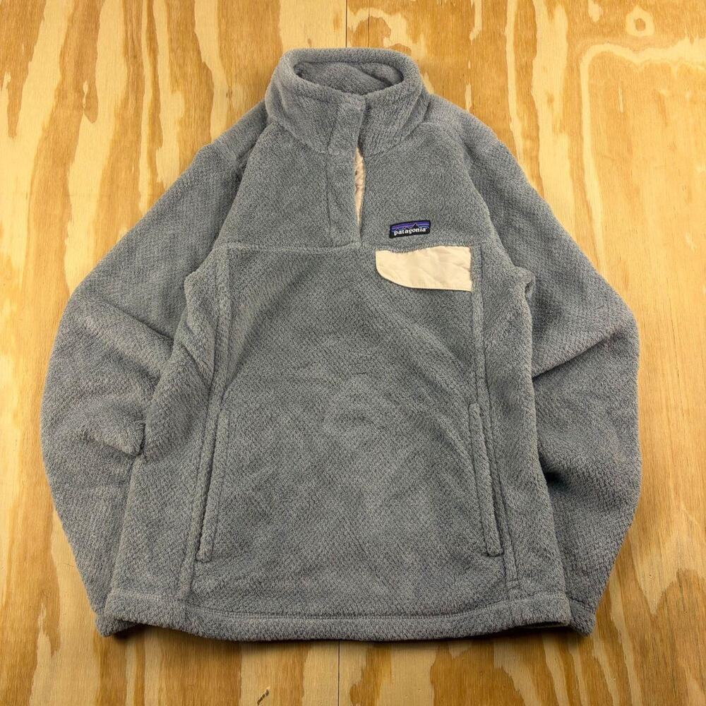 Patagonia Women’s Re-Tool Snap-T Pullover – Cozy Gray – Cream Snap Pocket –Small